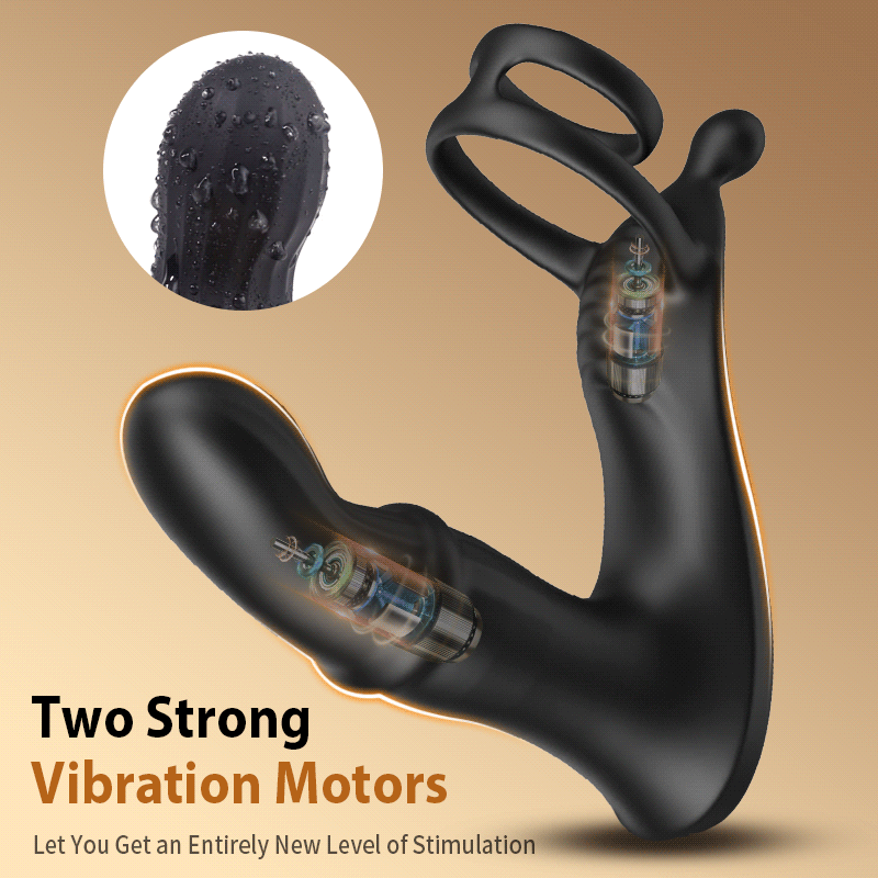 Thrusting Prostate Massager With Double Cock Rings To Improve Erect Experience