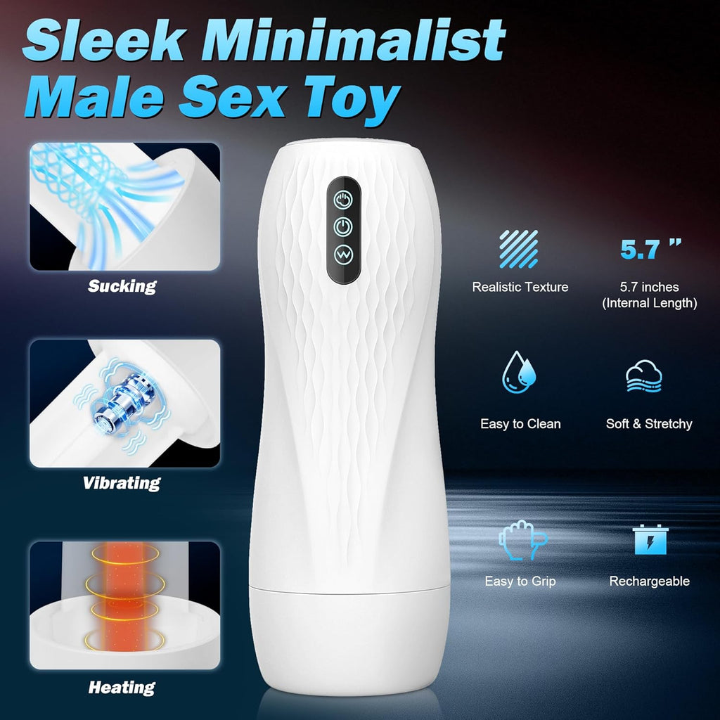 Portable artificial vagina and oral sex simulator, featuring 5 suction modes and 10 vibration modes