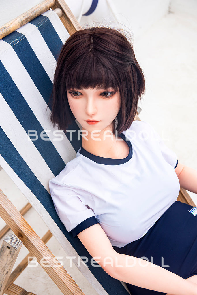 US Stock - RIDMII 163cm Momo Unique Design Short Hair Medium Boobs Sex Doll Silicone Head TPE Body Realistic Love Doll