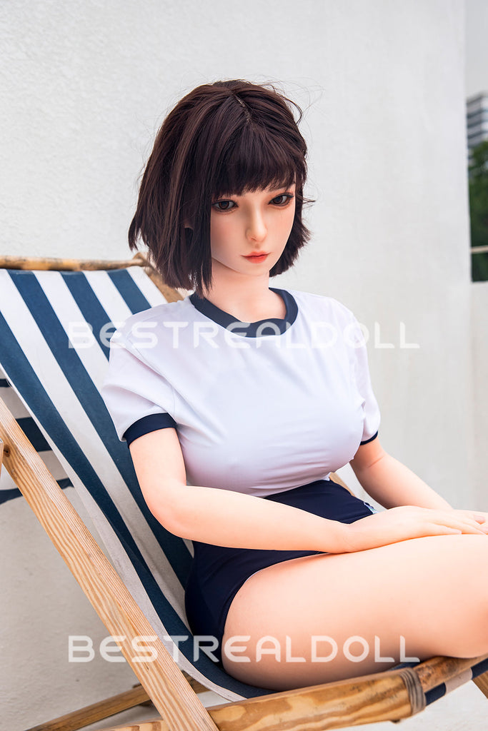 US Stock - RIDMII 163cm Momo Unique Design Short Hair Medium Boobs Sex Doll Silicone Head TPE Body Realistic Love Doll